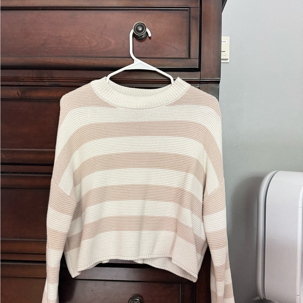 Sincerely Jules Cream and White Crew Neck Sweater